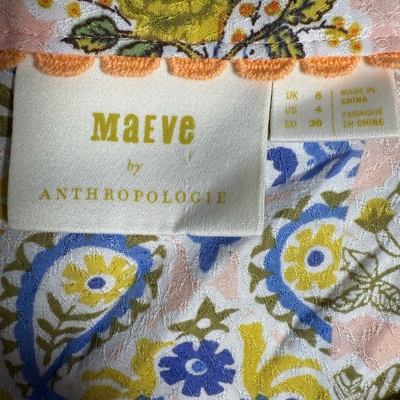 Maeve Anthropologie Boho Patchwork Peasant Blouse Size 4 - Picture 4 of 4